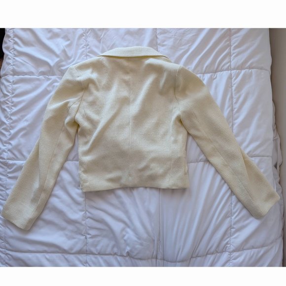 NWT Ode Butter Yellow Tweed Silver Button Cropped Light Blazer - Picture 8 of 8
